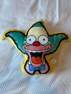 Krusty the Clown Plush Pillow - Yellow, Teal, Pink